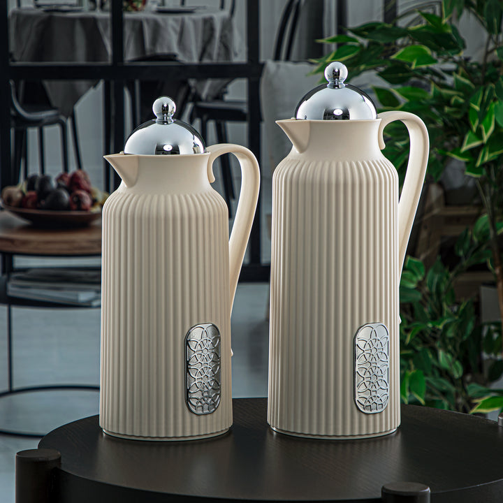 Almarjan 2 Pieces Vacuum Flask Set Ivory & Silver - GT105-070/100 IV/C