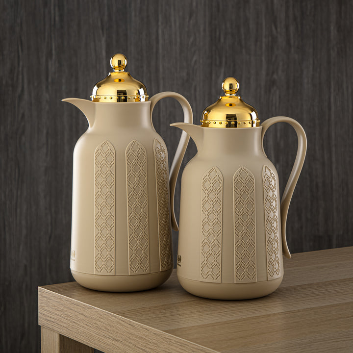 Almarjan 2 Pieces Vacuum Flask Set Beige & Gold - GT110-070/100 BG/G