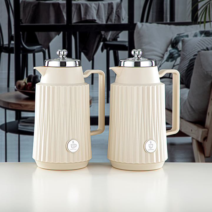 Almarjan 2 Pieces Vacuum Flask Set Ivory & Silver - GT111AB-100 IV/C