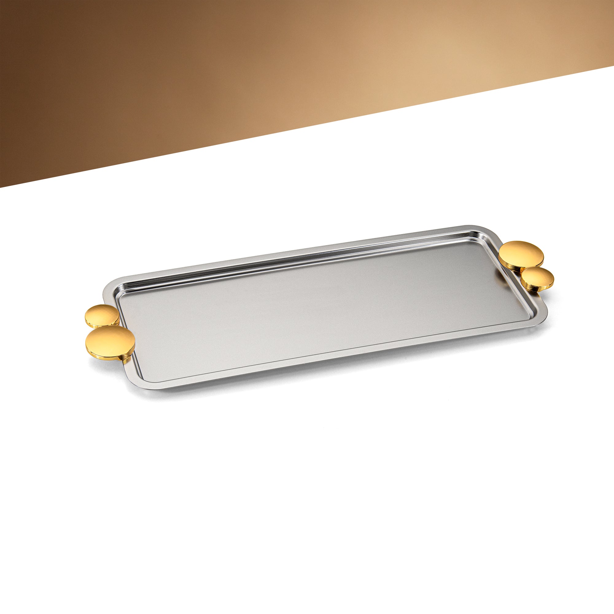 Almarjan 45 CM Serving Tray Matte Nickel & Gold - HT2506017