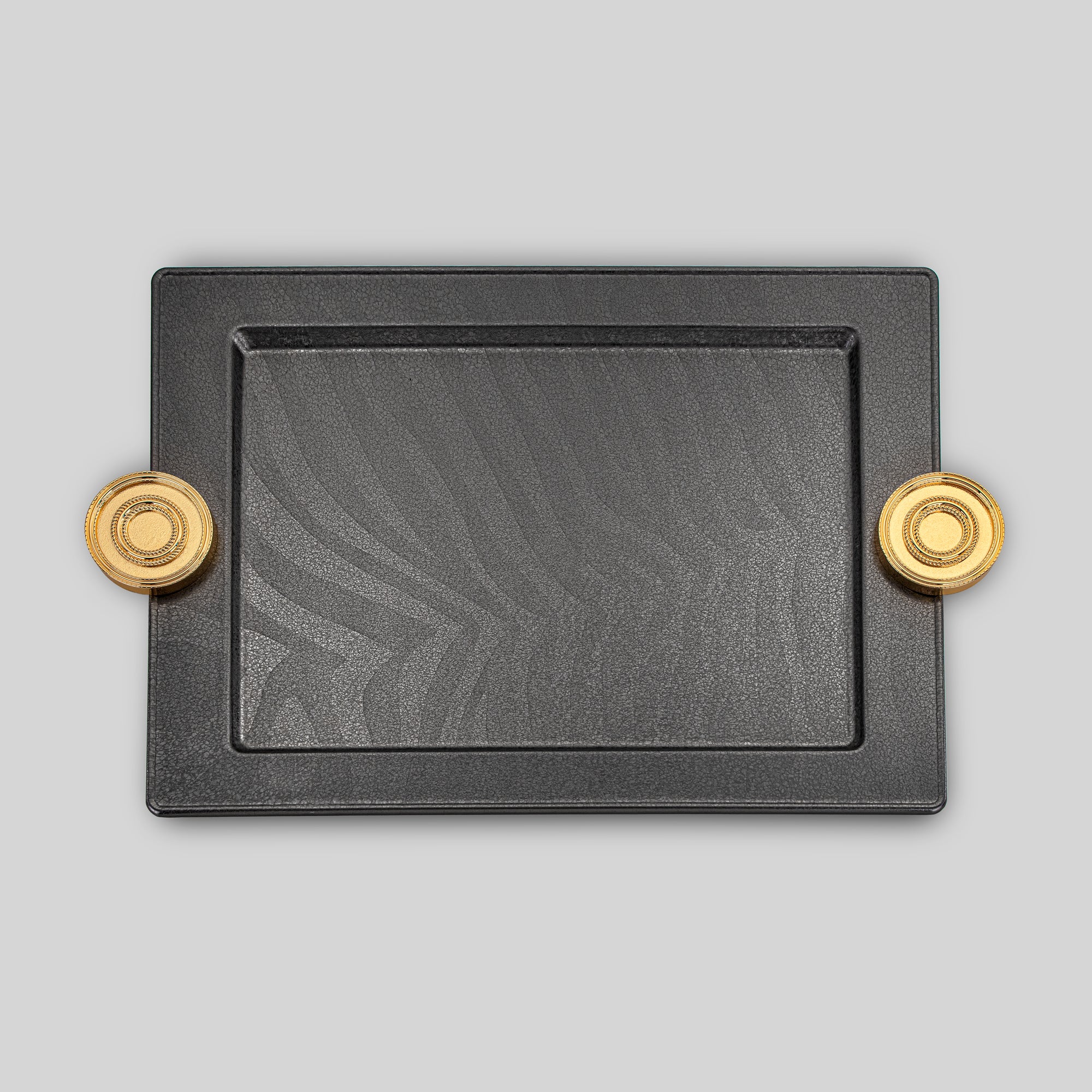 صينية تقديم المرجان 59 سم أسود وذهبي بتصميم متشقق