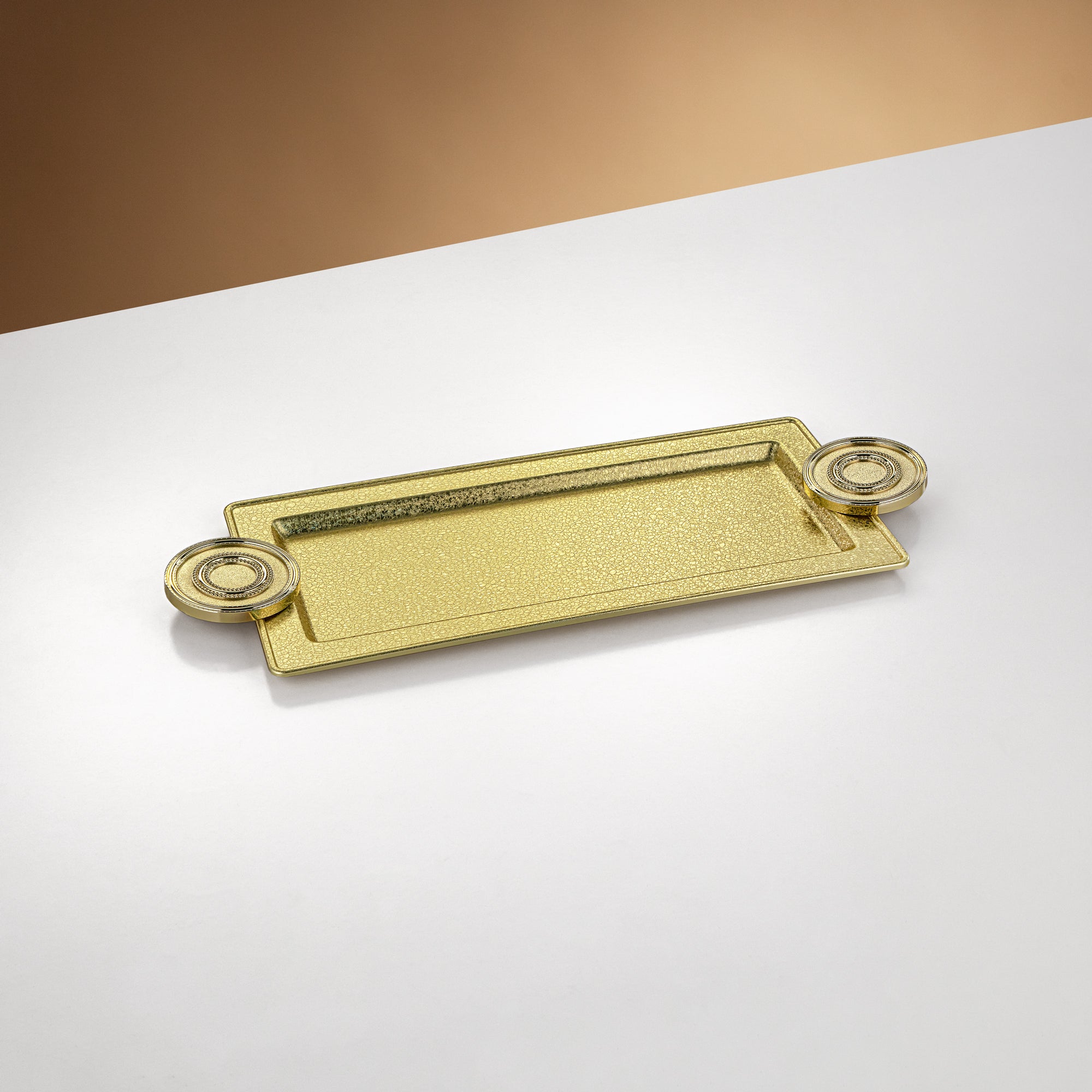 صينية تقديم المرجان 50 سم نحاس بتأثير التشقق