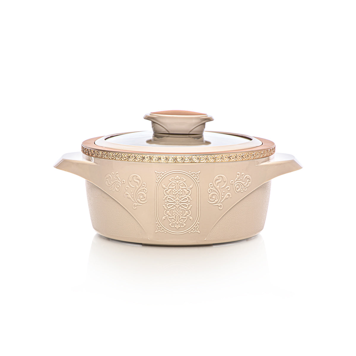 Almarjan 3 Piece Isabella Collection Plastic Hot Pot Beige & Gold - PEL2530107