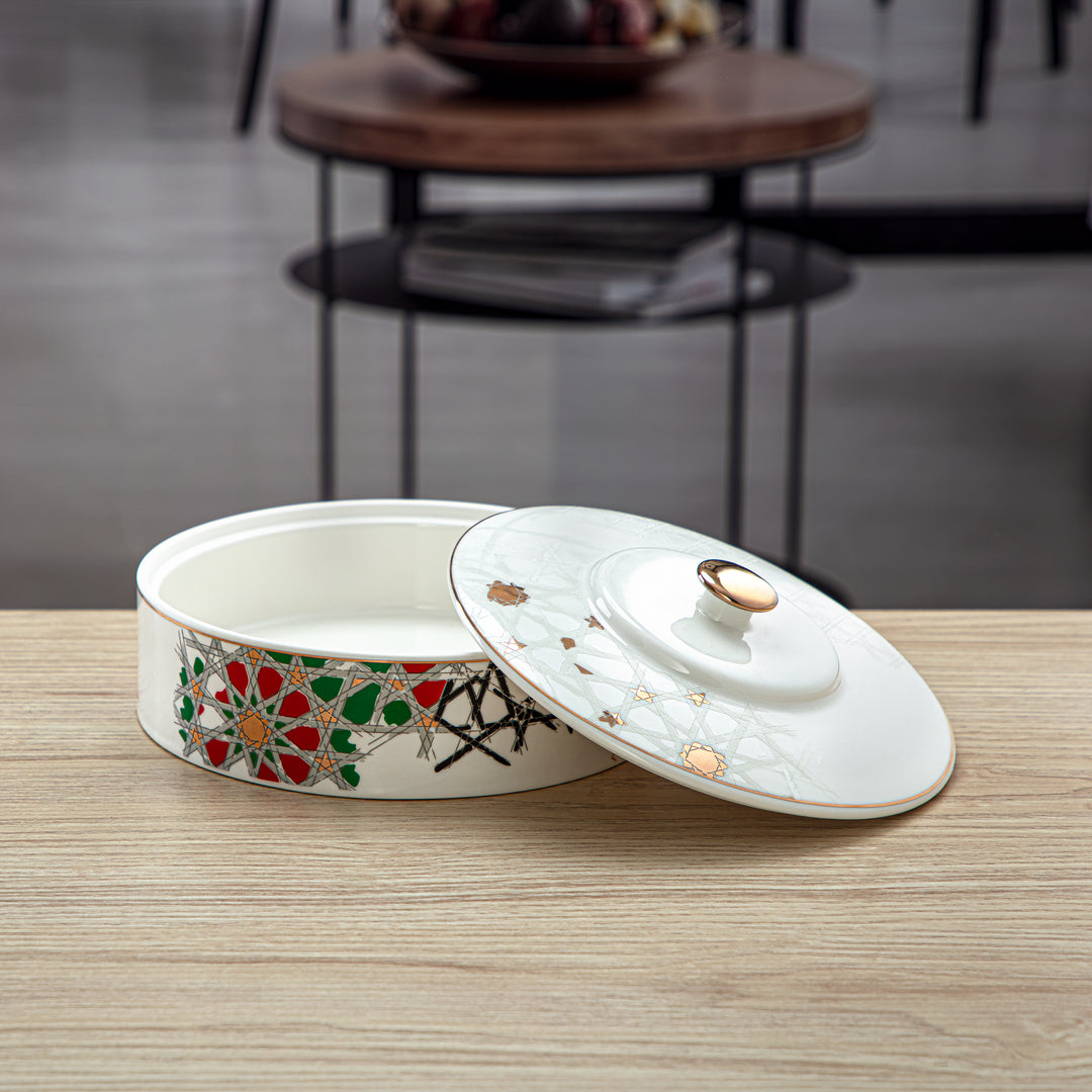 Almarjan 18 CM Fonon Collection Porcelain Bowl With Cover - 6748