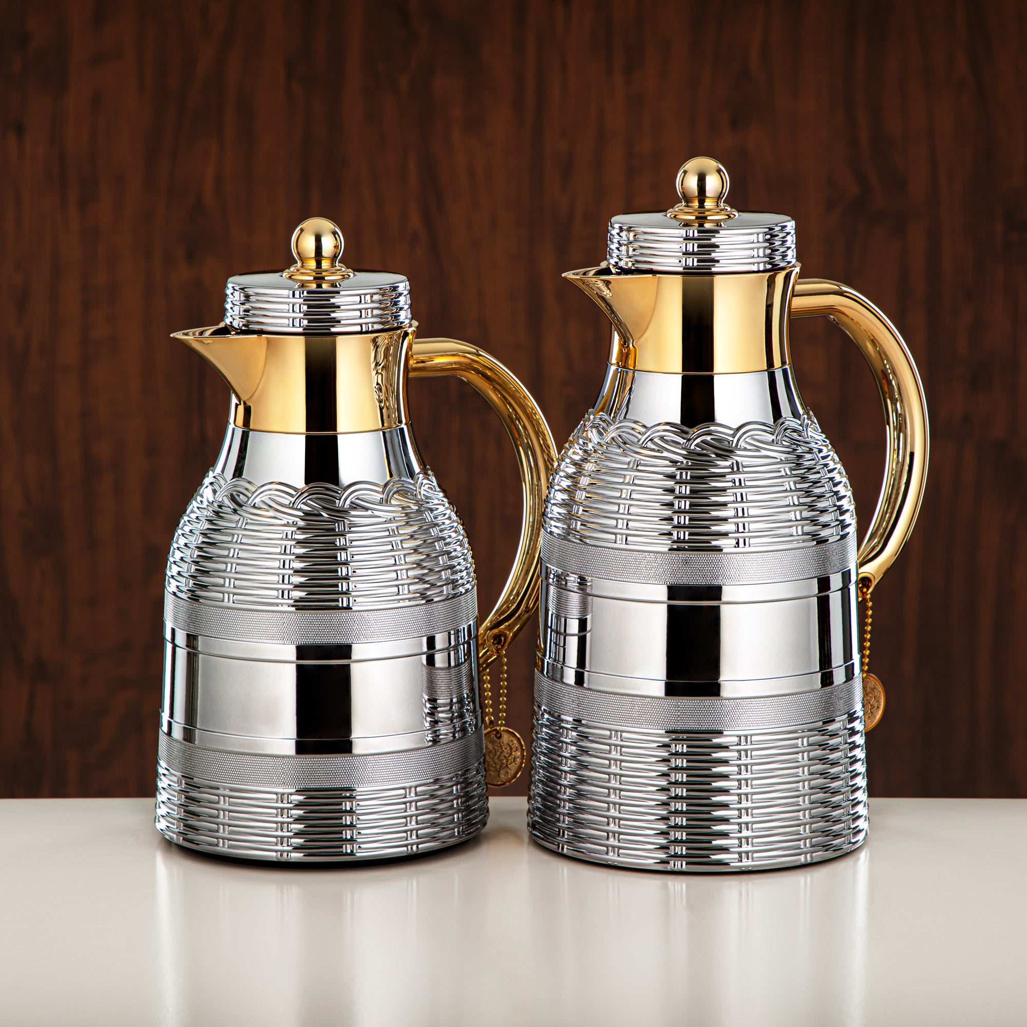 Almarjan 2 Pieces Vacuum Flask Set Silver & Gold - RYP-0700/1000 CC95