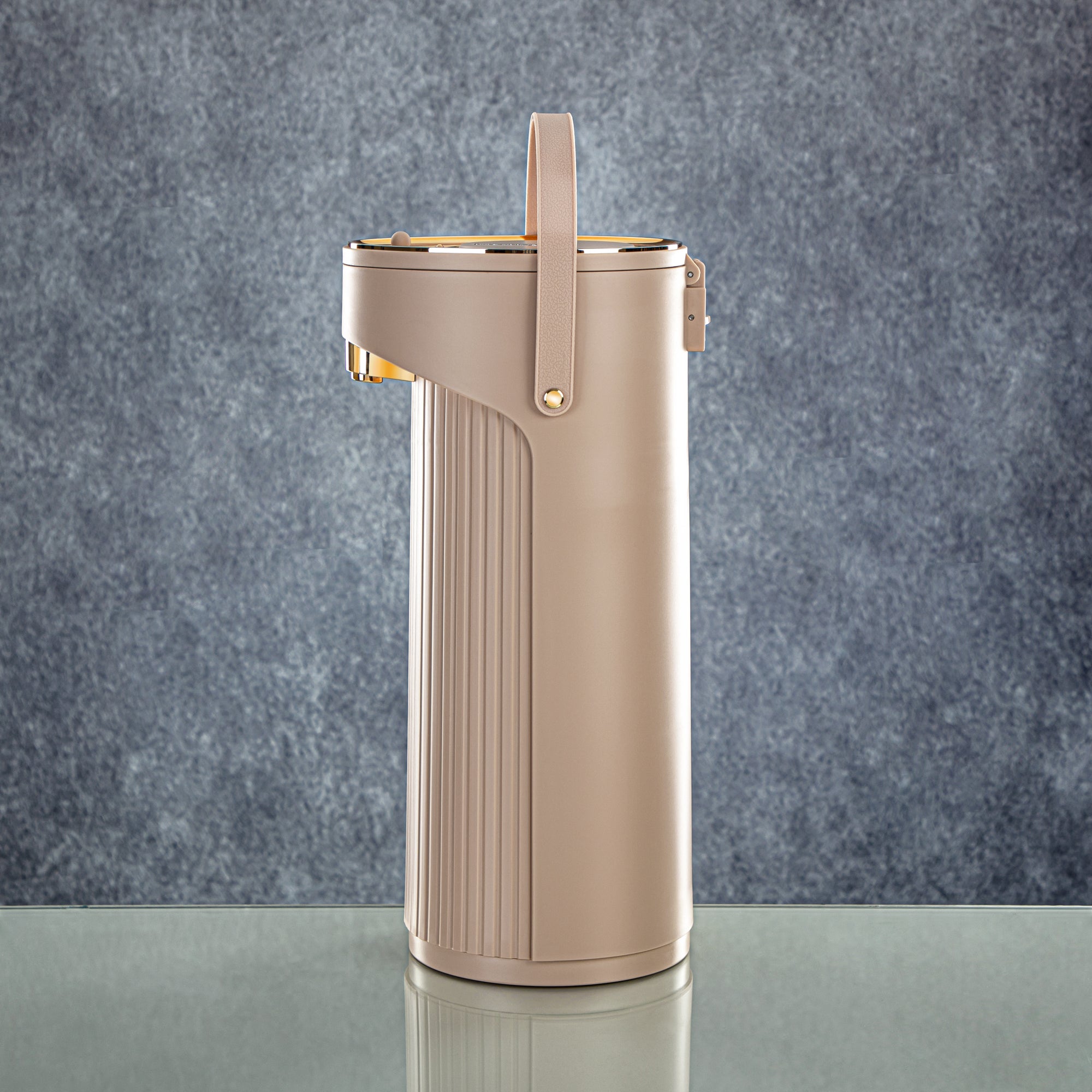 Almarjan 2.2 Liter Pump Vacuum Flask Beige & Gold - SM-2417A-220 BG/G