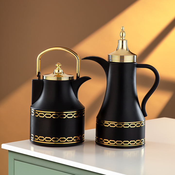 Almarjan 2 Pieces Vacuum Flask Set Black & Gold - SM-2D936AB-100 B/G