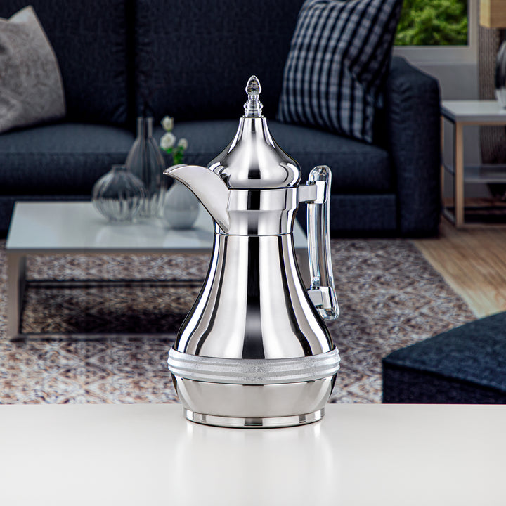 Almarjan 1 Liter Stainless Steel Vacuum Dallah Silver - SND-100CR-CLR