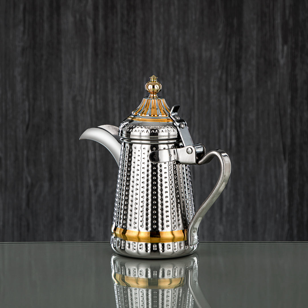 Almarjan 26 Ounce Barari Collection Stainless Steel Coffee Pot Silver & Gold - STS0013041