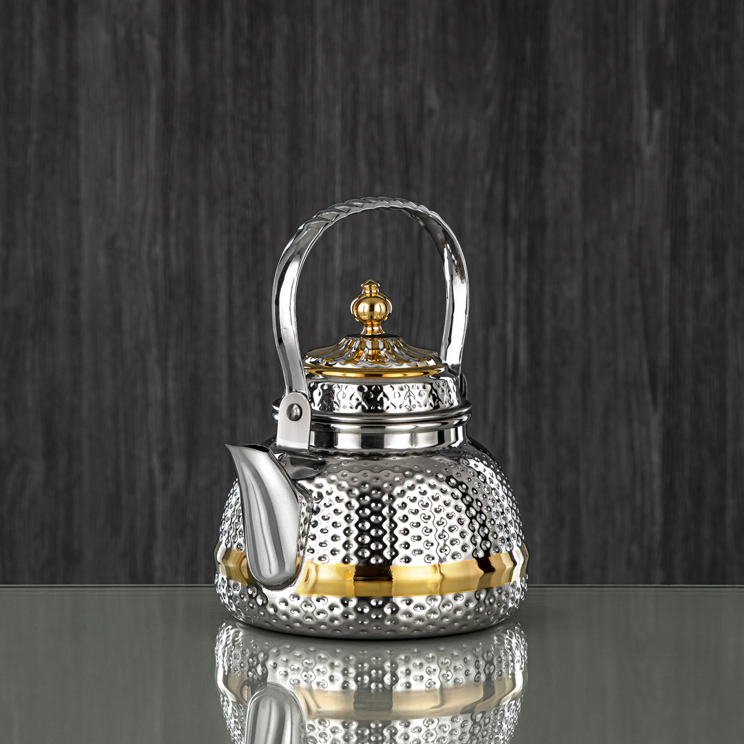 Almarjan 1 Liter Barari Collection Stainless Steel Tea Kettle Silver & Gold - STS0013083