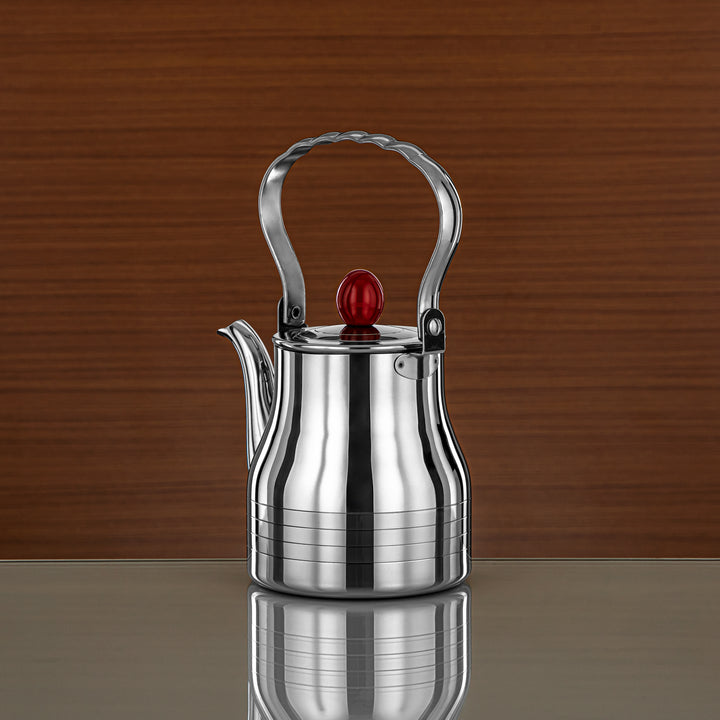 Almarjan 0.9 Liter Elegance Collection Stainless Steel Tea Kettle Silver & Maroon - STS0013139