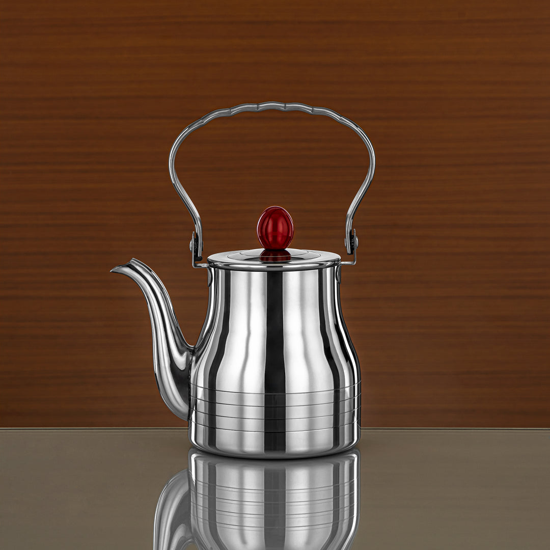Almarjan 0.9 Liter Elegance Collection Stainless Steel Tea Kettle Silver & Maroon - STS0013139