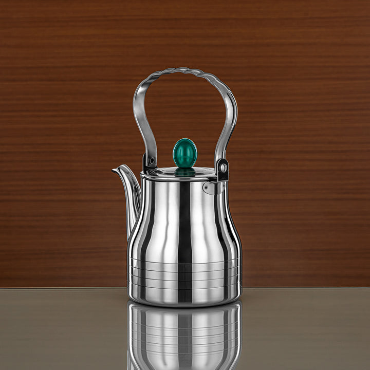 Almarjan 0.9 Liter Elegance Collection Stainless Steel Tea Kettle Silver & Green - STS0013142