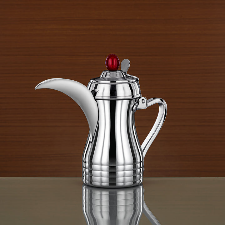 Almarjan 26 Ounce Elegance Collection Stainless Steel Coffee Pot Silver & Maroon - STS0013147