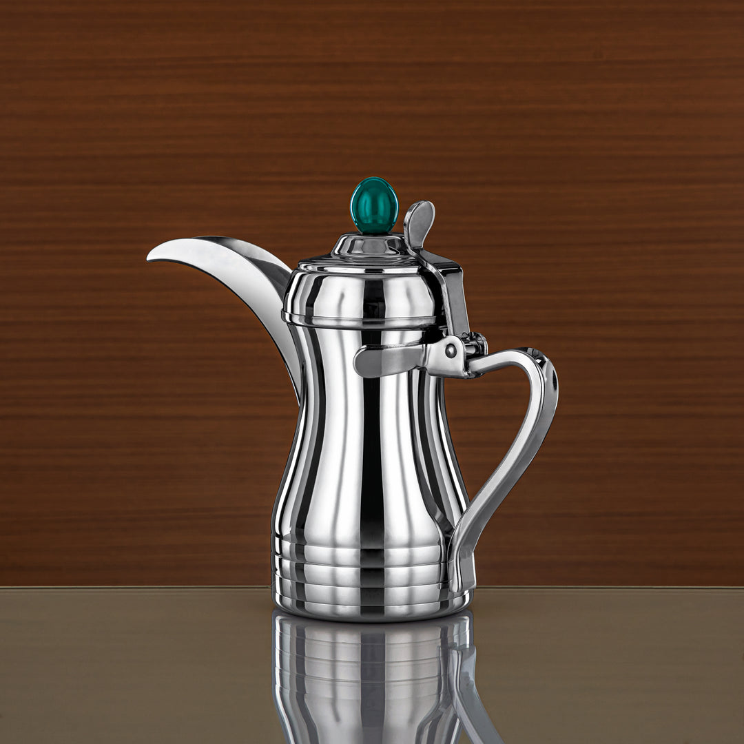 Almarjan 26 Ounce Elegance Collection Stainless Steel Coffee Pot Silver & Green - STS0013150