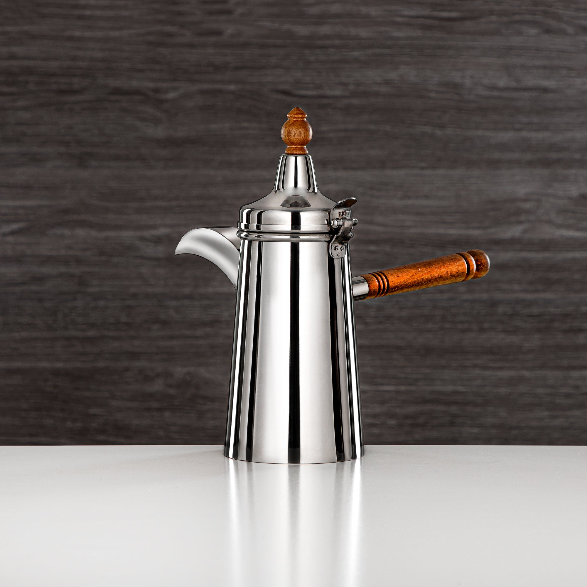 المرجان سخان قهوة ستانلس ستيل 24oz – براري (مقبض خشبي)