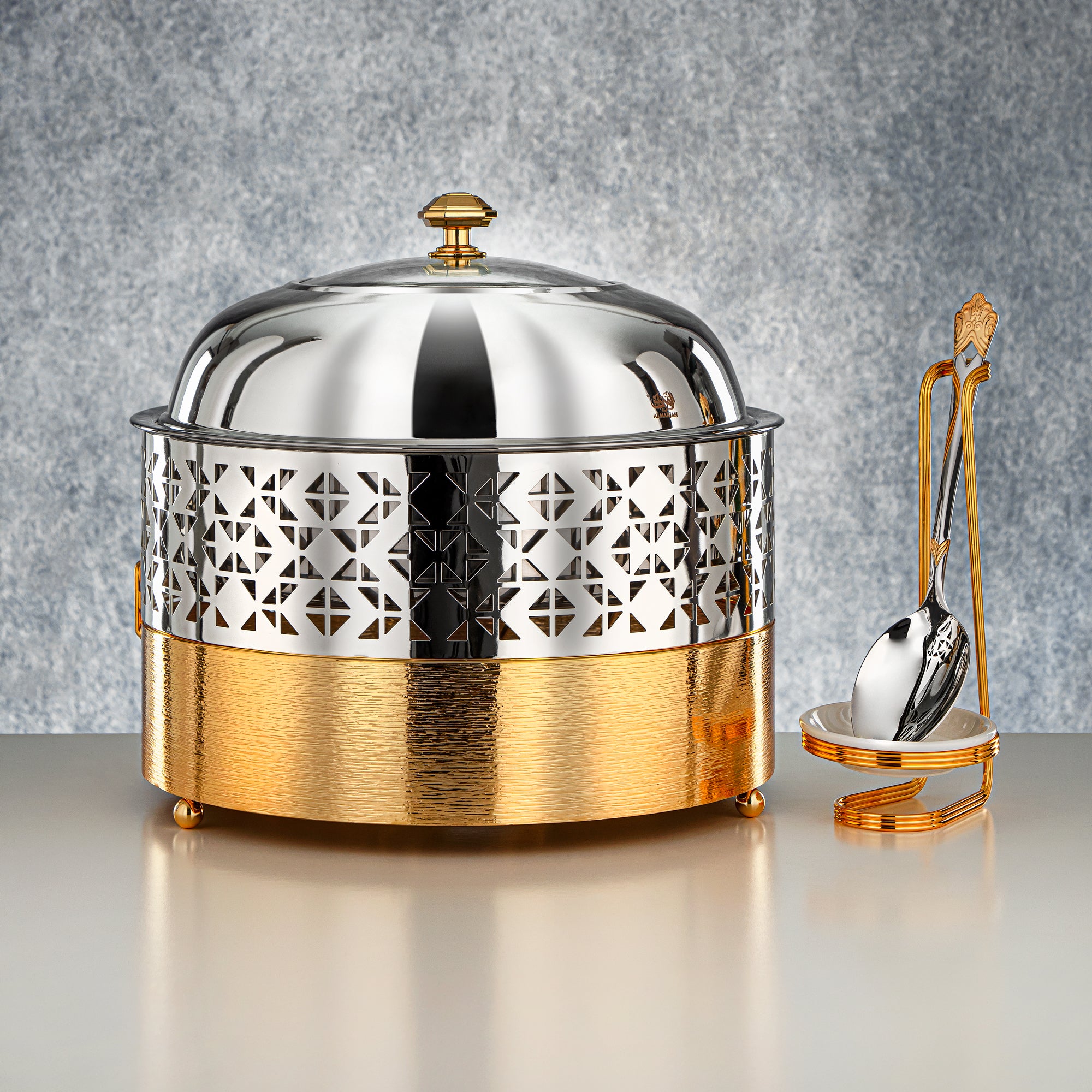 Almarjan Chafing Dish, Silver & Gold, 4000ML (STS0013330) Ramadan & Eid Buffets