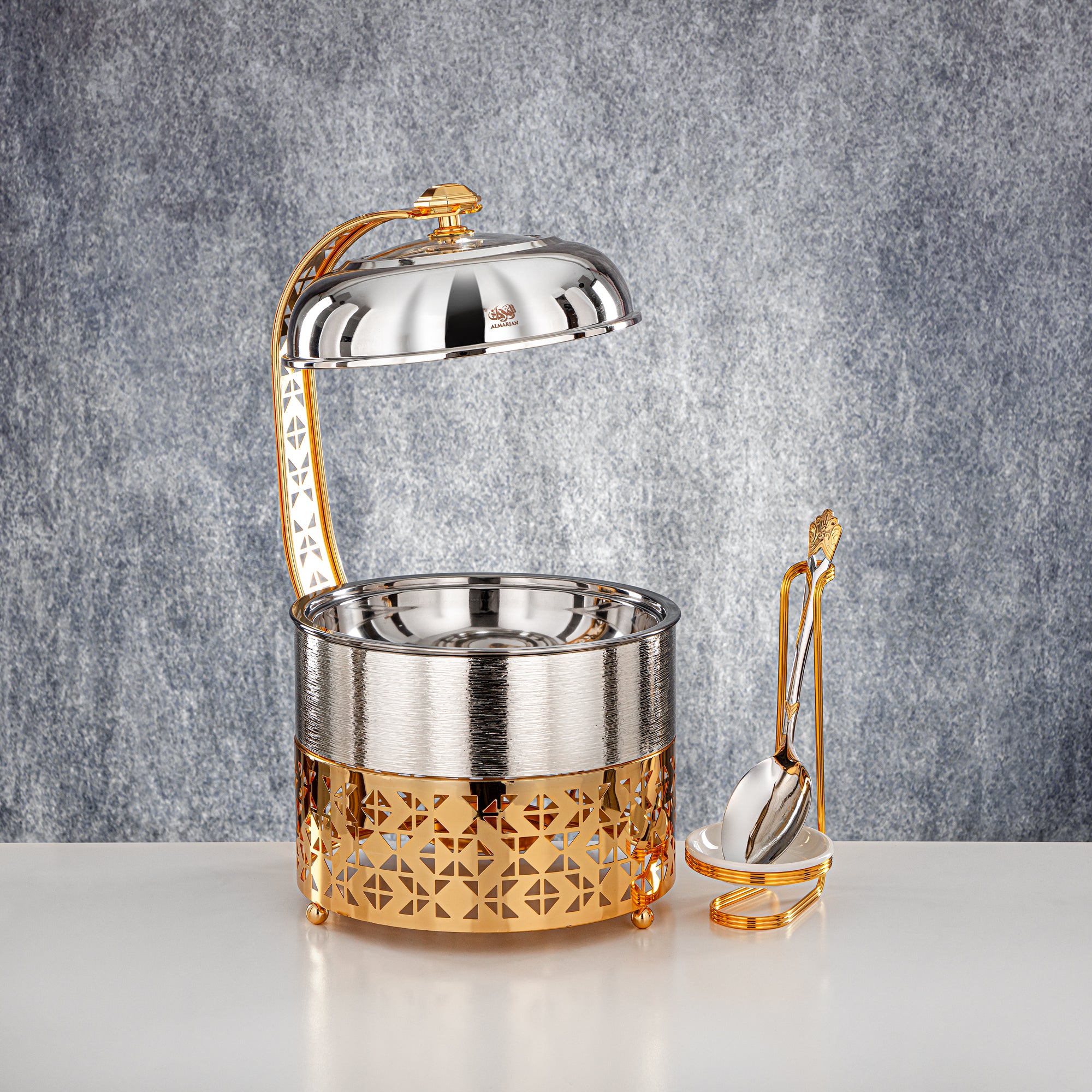 المرقجان 2000 مل طبق تسخين فضي وذهبي - STS0013340