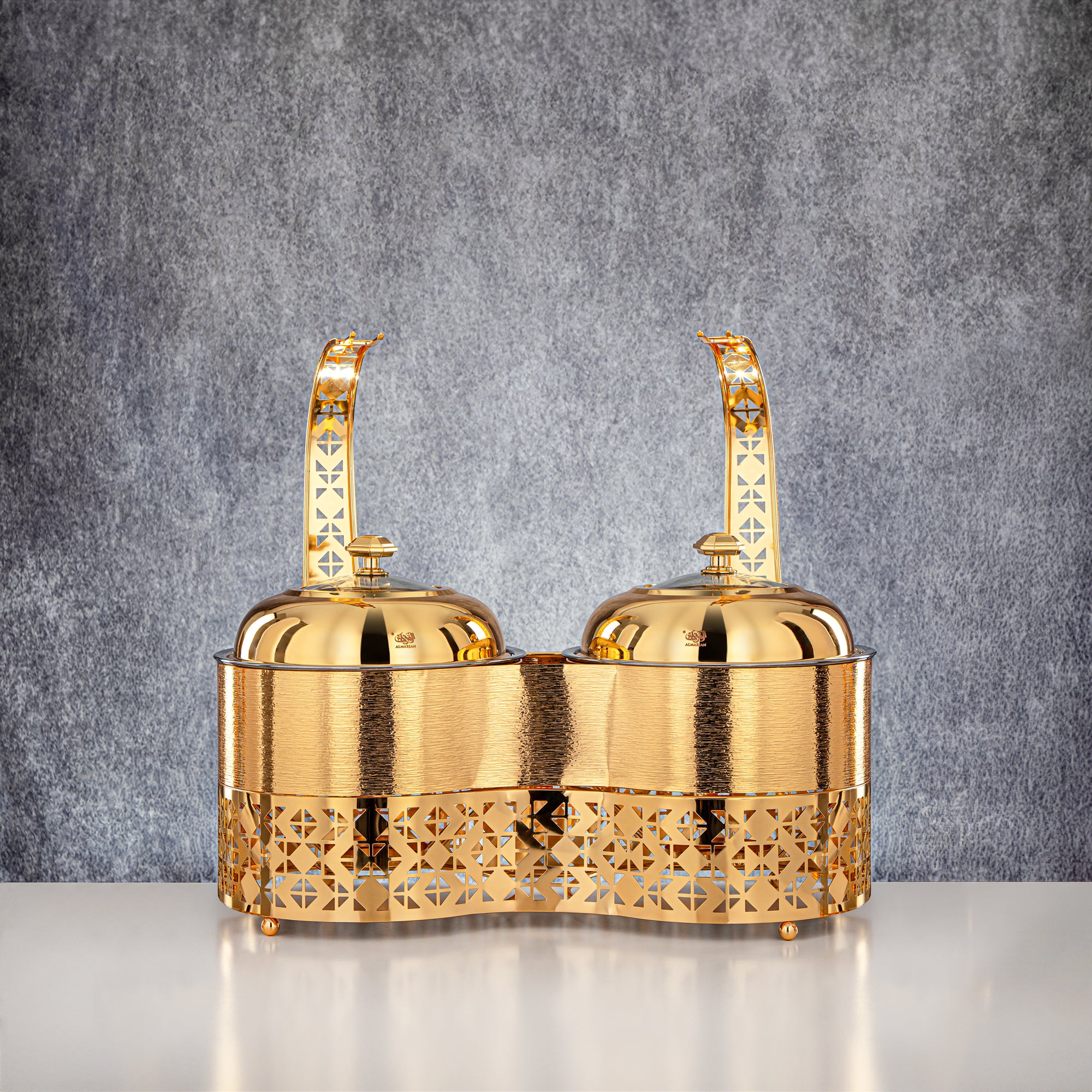 المرقجان 2000 مل + 2000 مل طبق تدفئة مزدوج ذهبي - STS0013344