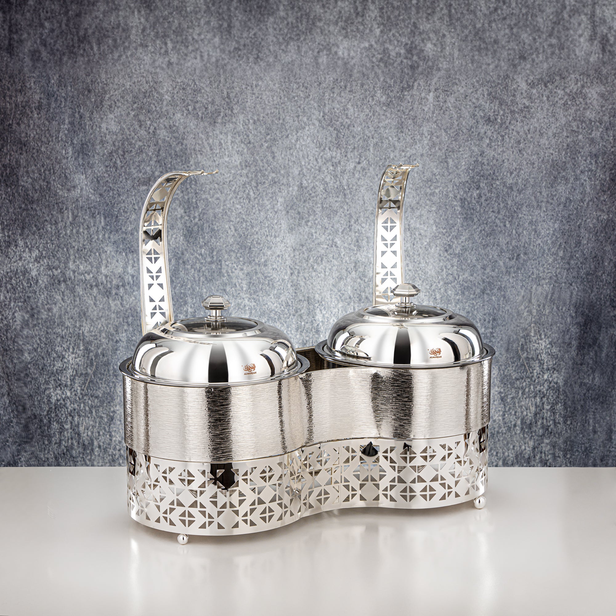 المرجان 2000 مل + 2000 مل طبق تسخين مزدوج فضي - STS0013345