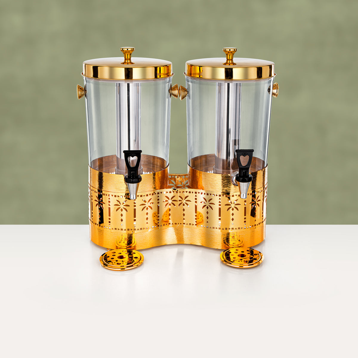 Almarjan Double Juice Dispenser 8 L & 8 L, Brushed Gold
