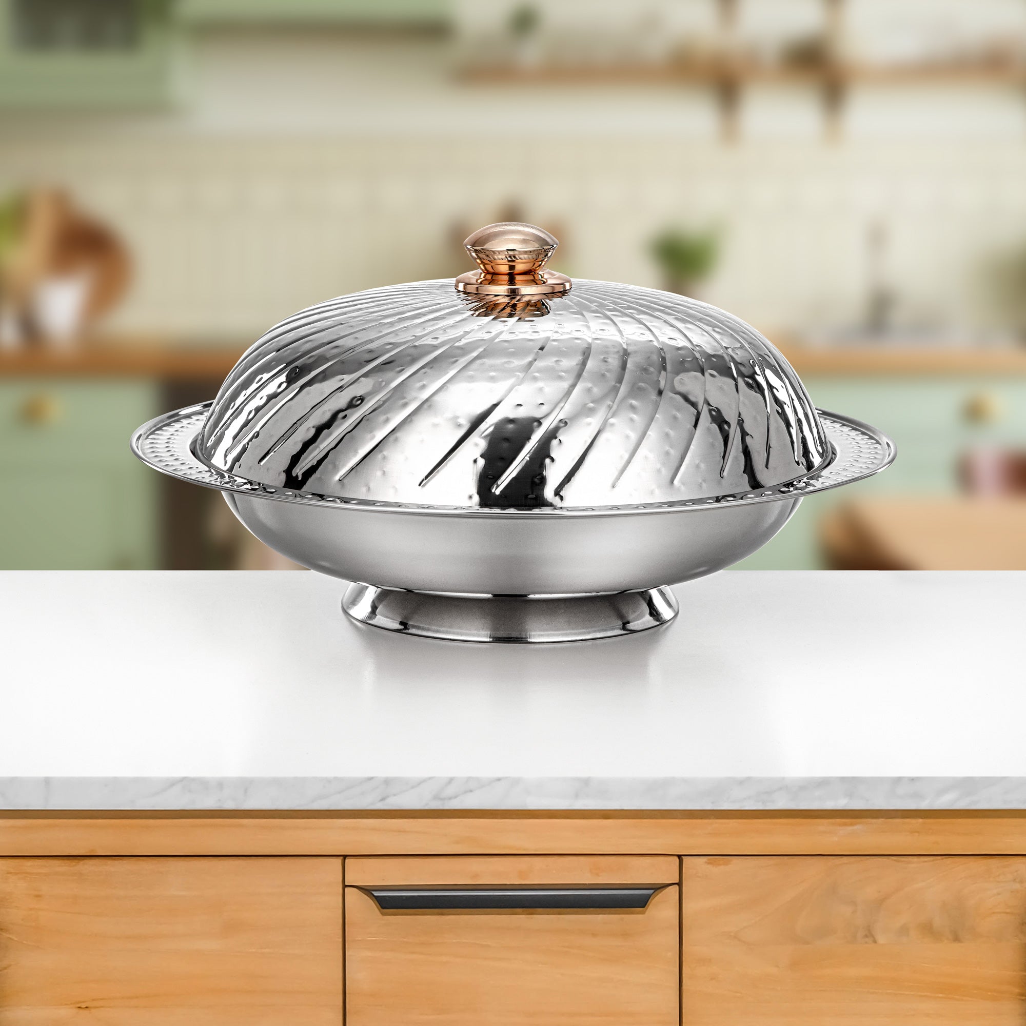 Almarjan Serving Dish with Cover 35 cm Silver