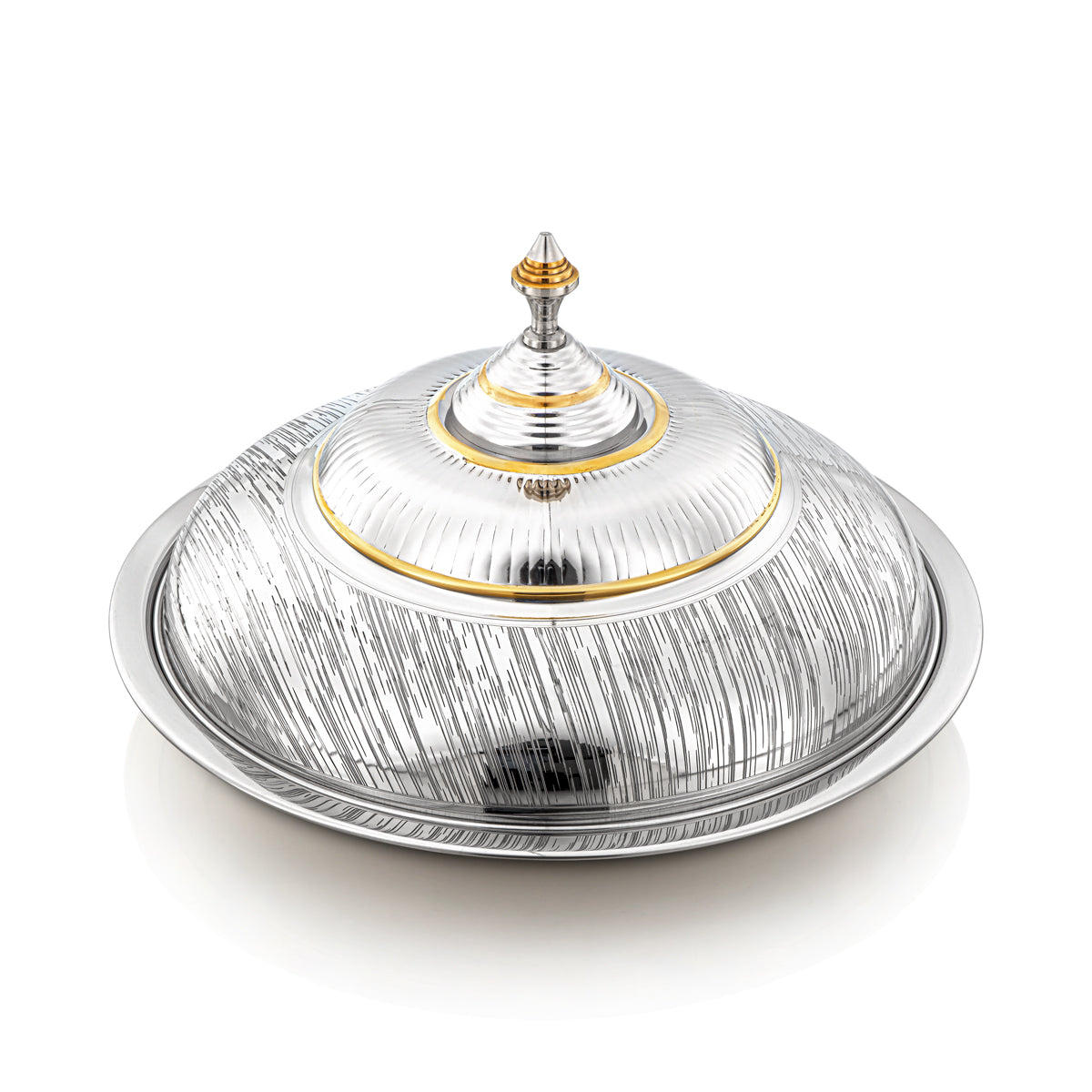 Almarjan 45 CM Tahani Collection Stainless Steel Koozy Tray Silver & Gold - H23EPG24