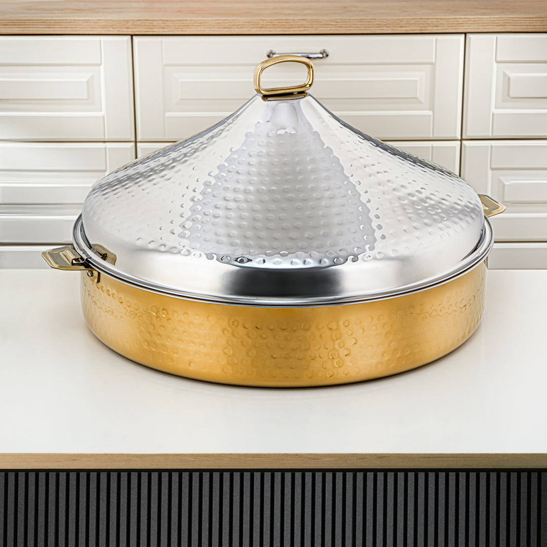 Almarjan 50 CM Abeer Collection Stainless Steel Hot Pot Silver & Gold - H24M20PG