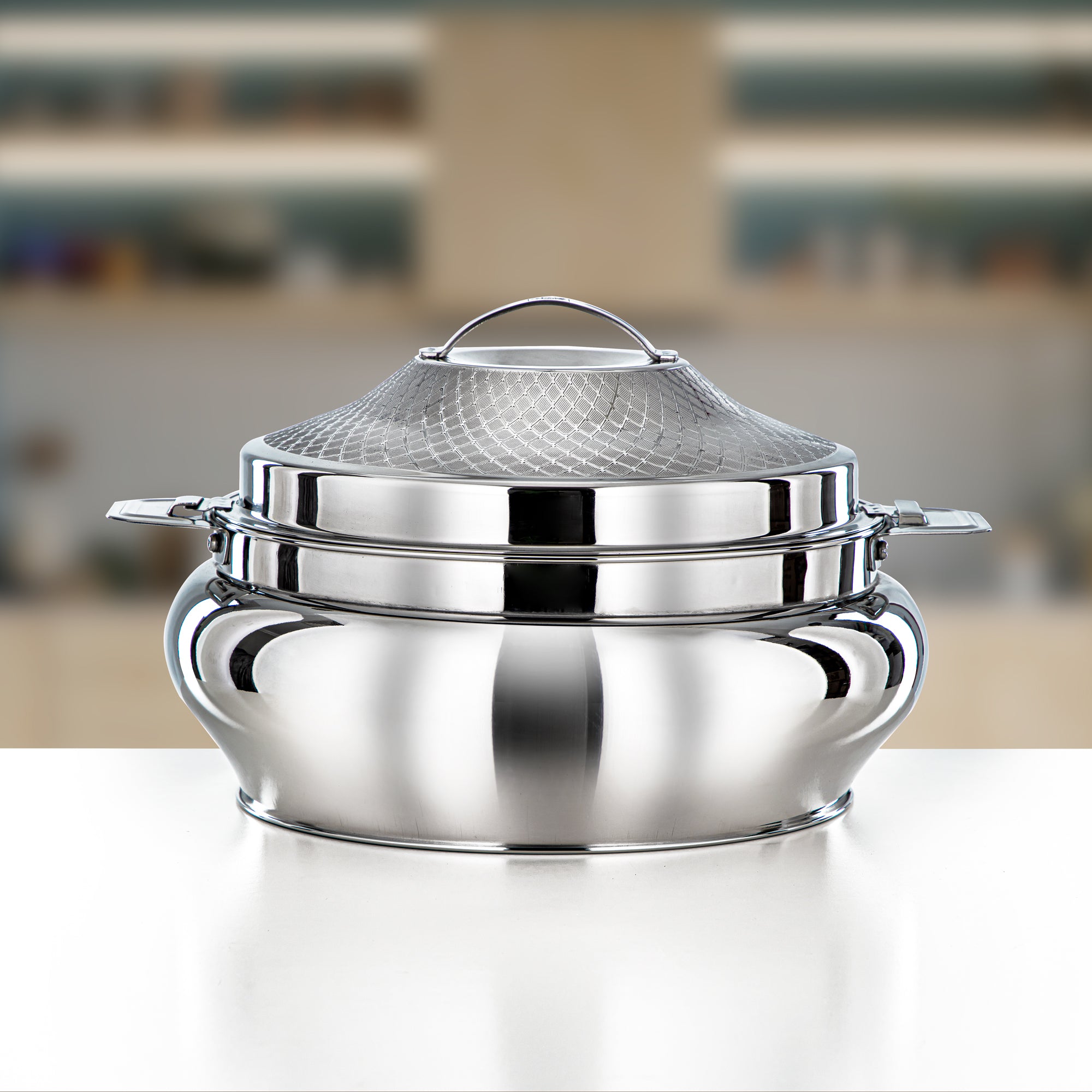 Almarjan Hot Pot Stainless Steel, Silver, 6000ML (H24E16) - Al Arabia Collection