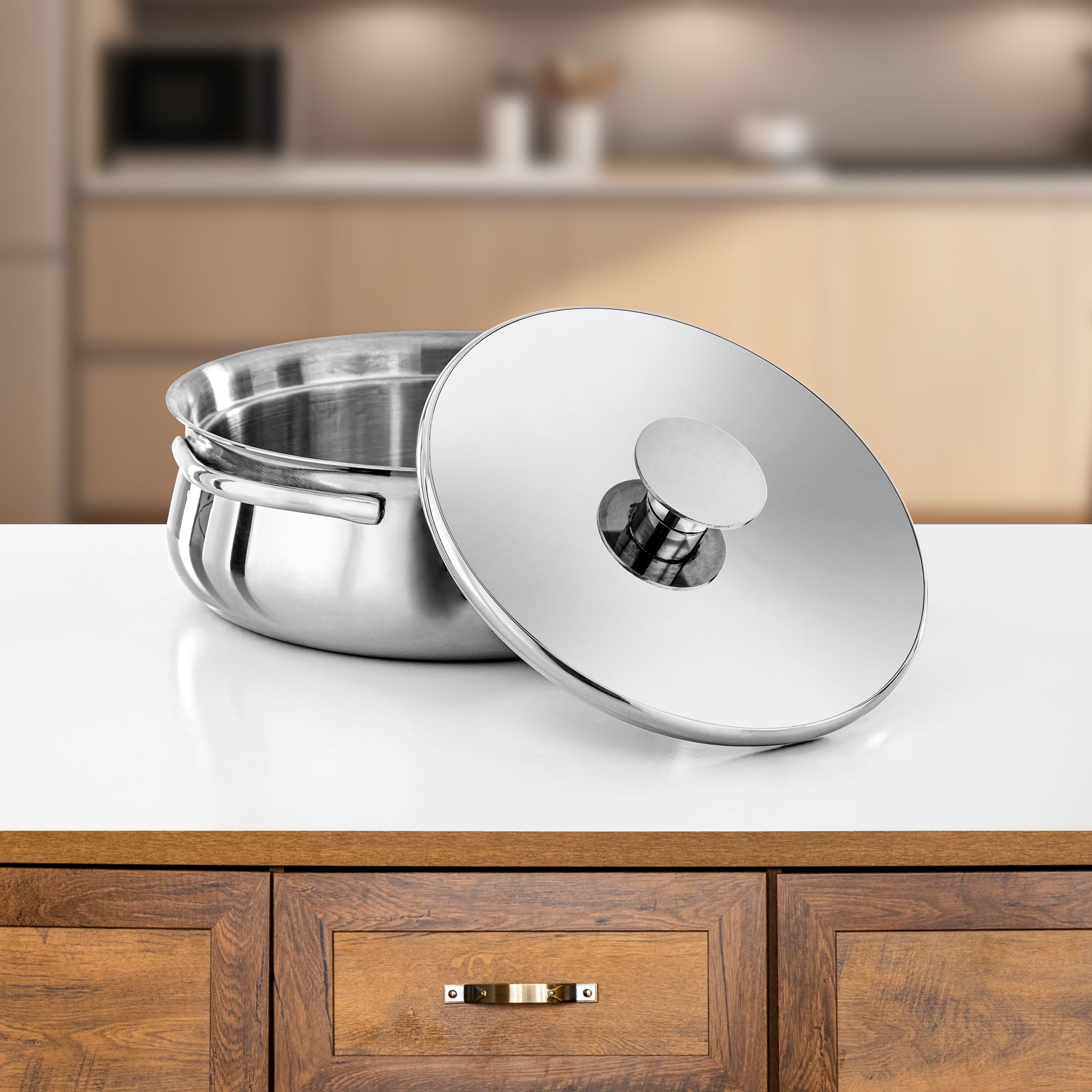 Almarjan Hot Pot Stainless Steel, 25CM (2500ML), Silver (H25P15) - Jawaher Collection