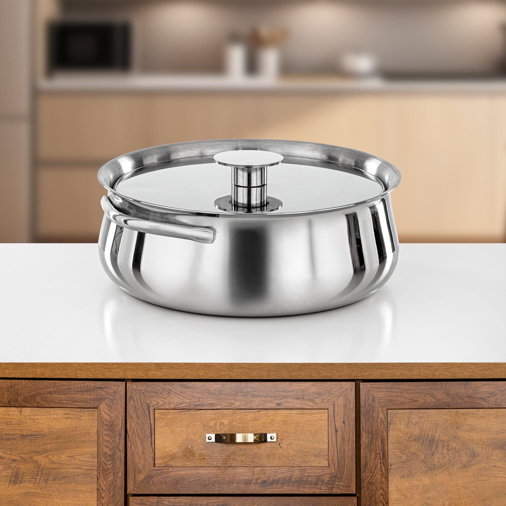 Almarjan Hot Pot Stainless Steel, 25CM (2500ML), Silver (H25P15) - Jawaher Collection