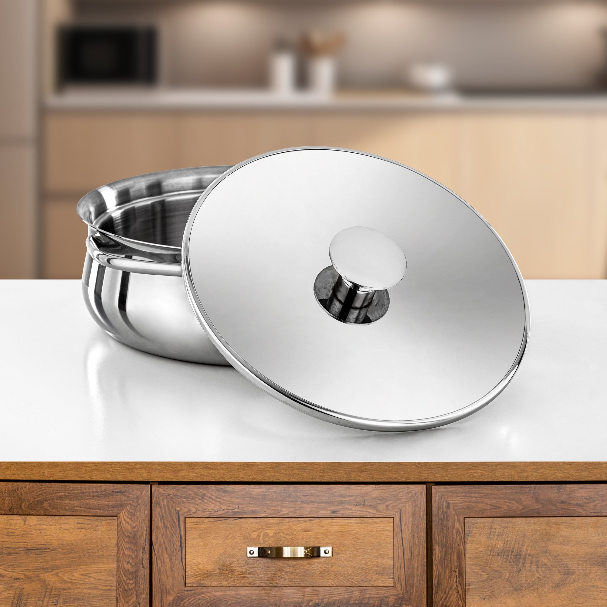 Almarjan Hot Pot Stainless Steel, 30CM (4800ML), Silver (H25P15) - Jawaher Collection