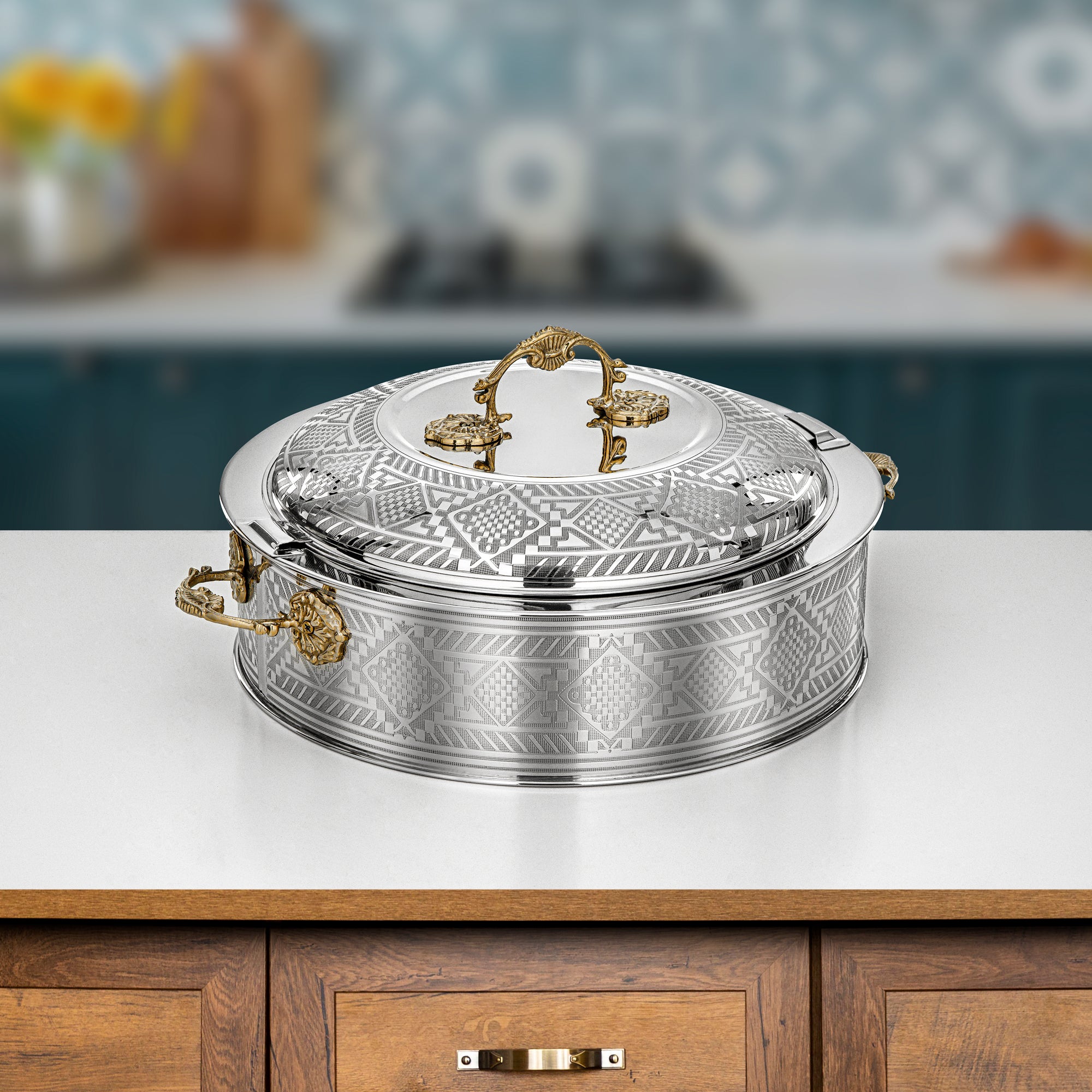 Almarjan Hot Pot 35cm Silver & Gold – Areej Collection