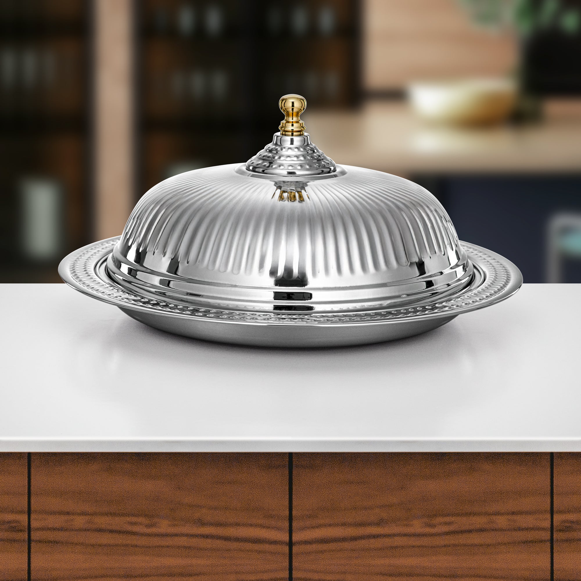 Almarjan Diwan Tray with Cover 50cm Silver