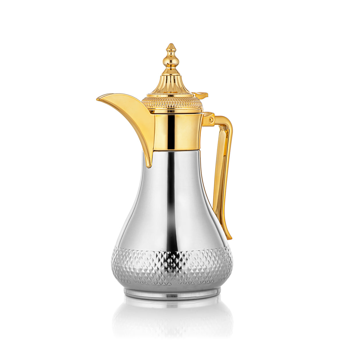 Almarjan 0.6 Liter Stainless Steel Vacuum Dallah Silver & Gold- SWD/D-060-CRG