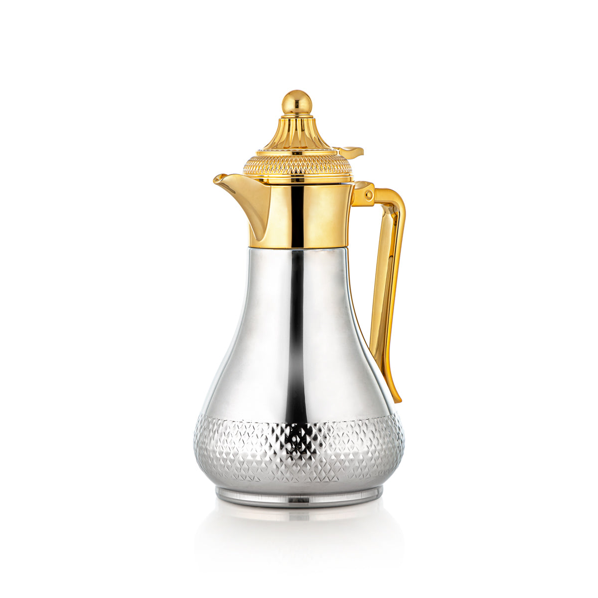 Almarjan 0.6 Liter Stainless Steel Vacuum Dallah Silver & Gold- SWT/D-060-CRG