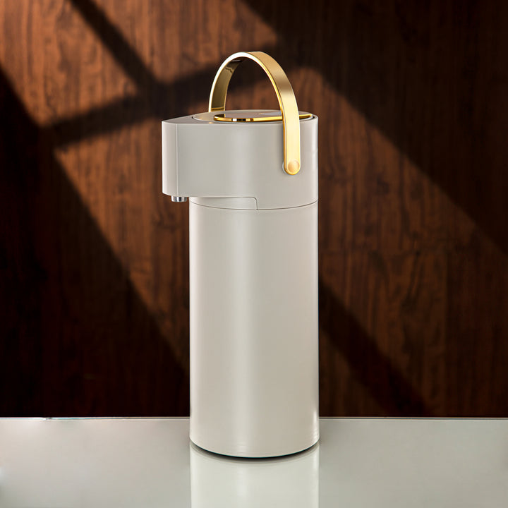 Almarjan 1.9 Liter Pump Vacuum Flask Soft Grey & Gold - UKM25-190 SG/G