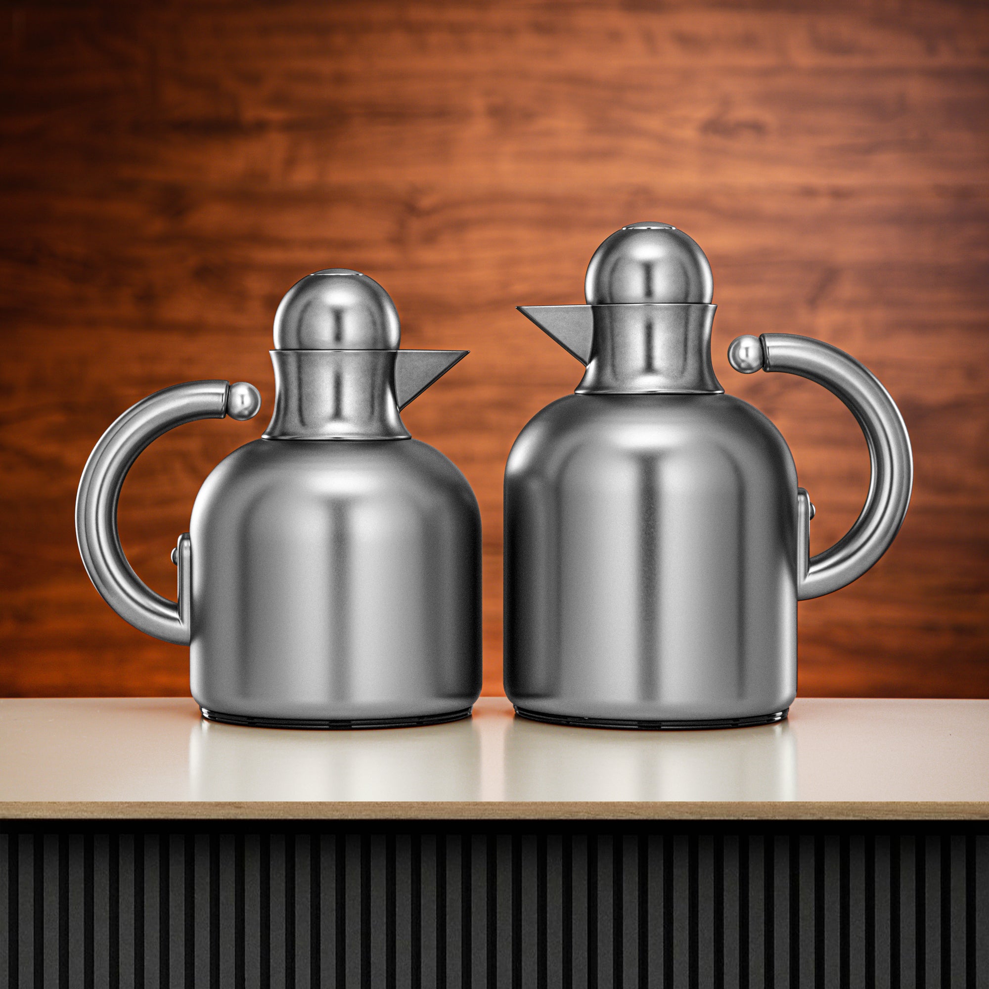 Almarjan Vacuum Flask Set 0.6L + 1L Matt Silver