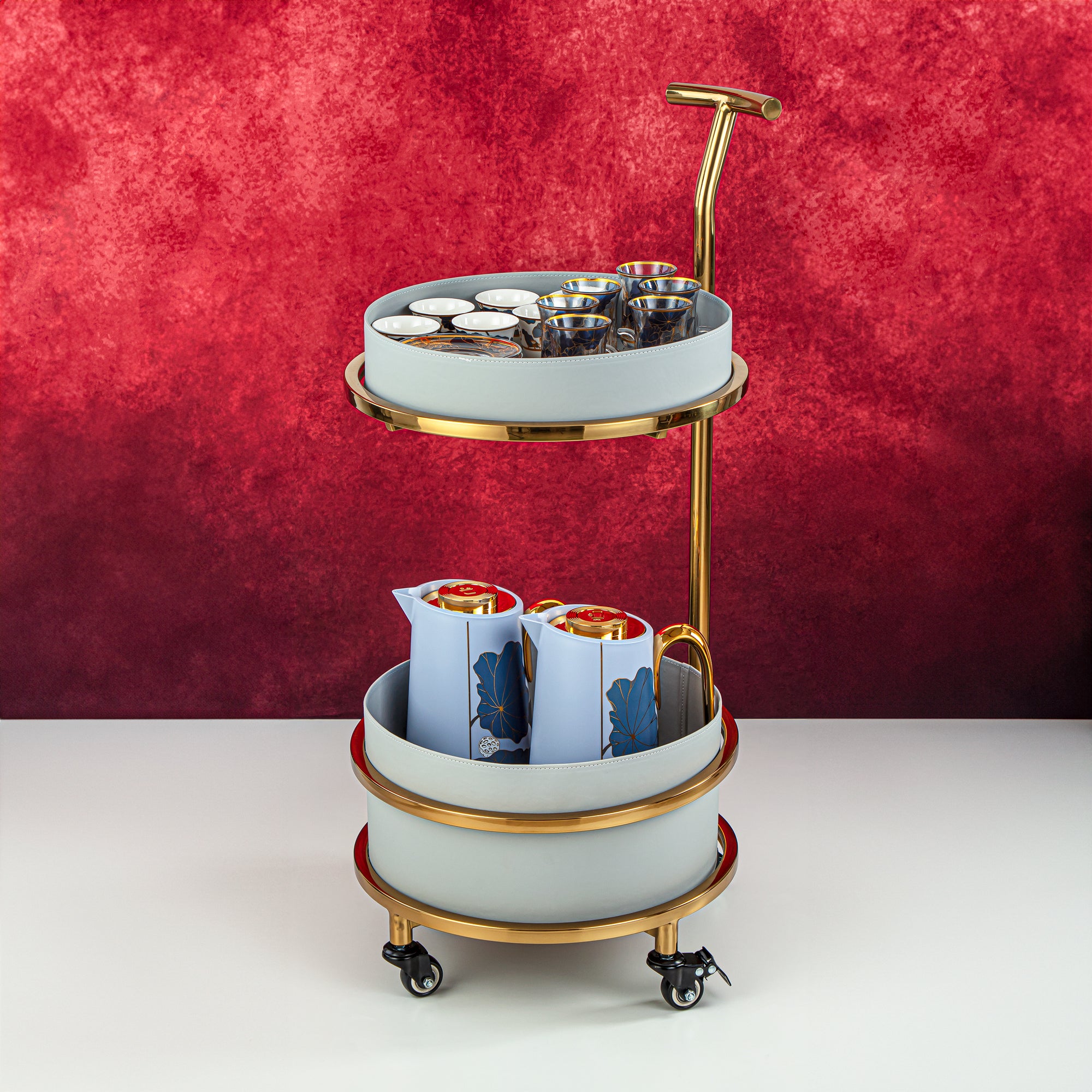 Almarjan 21 Pieces Tea Set With Trolley - YHMA-9