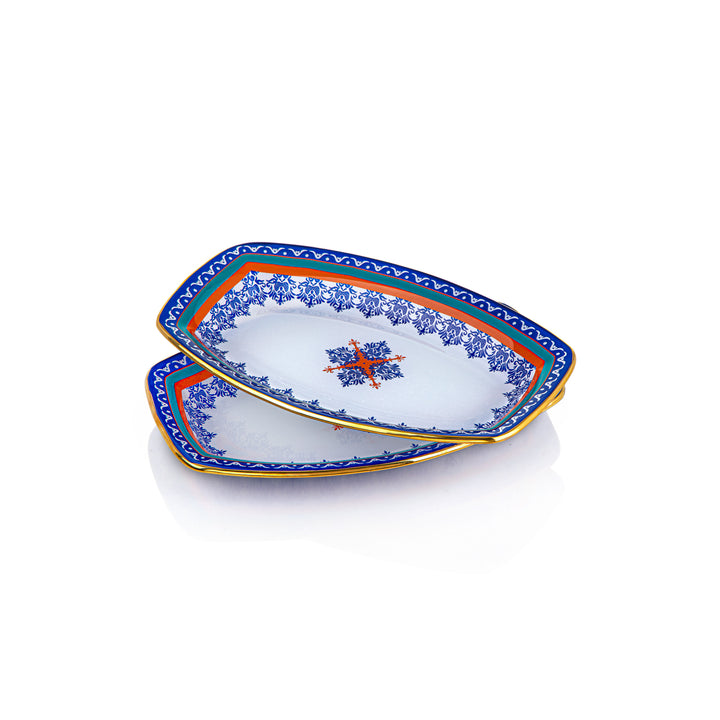 Almarjan 2 Pieces Etnik Collection 23 CM Glass Oval Bowl - 87004