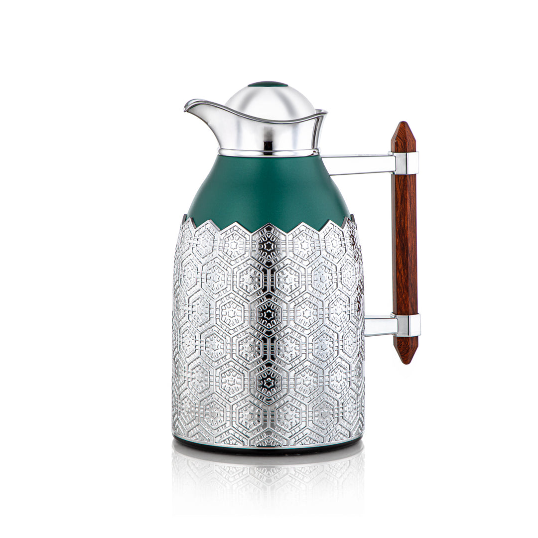 Almarjan 2 Pieces Vacuum Flask Set Green & Silver - CBL + CBM-GNC