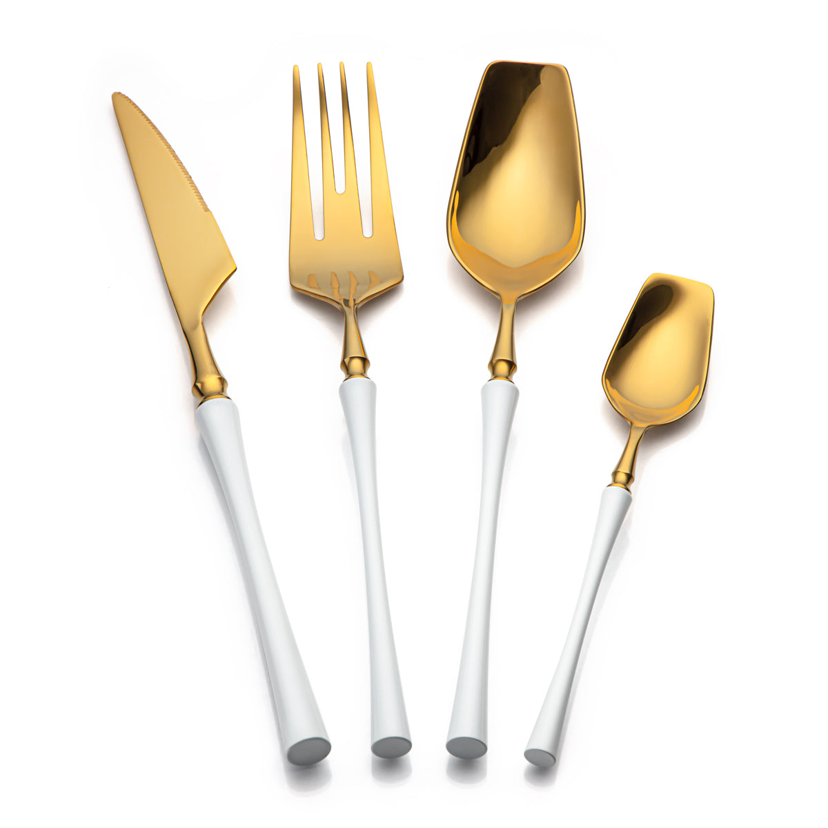 Almarjan 4 Pieces Stainless Steel Cutlery Set White & Gold - CUT0010189