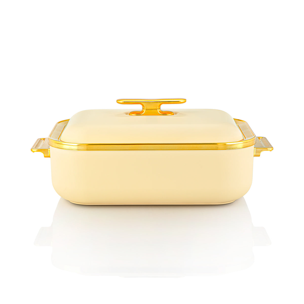 Almarjan 4 Liter Rectangle Plastic Hot Pot Light Yellow & Gold - HP03-400 Light Yellow Gold