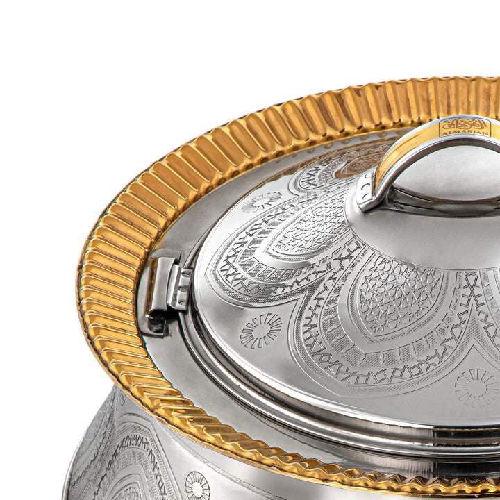 Almarjan 25 CM Afrah Collection Stainless Steel Hot Pot Silver & Gold - H22EPG1 Lock