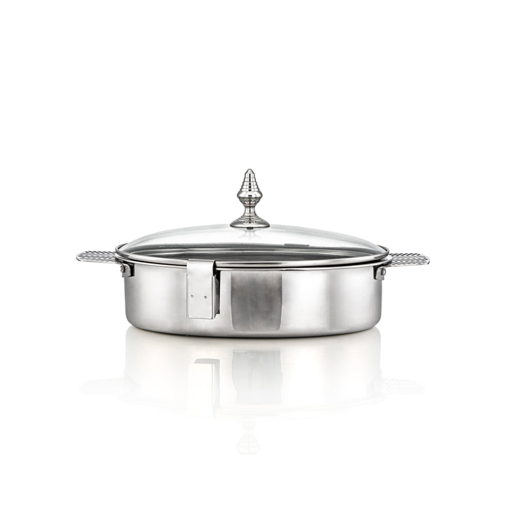 Almarjan 30 CM Mandi Collection Stainless Steel Oval Hot Pot Silver - H23P1